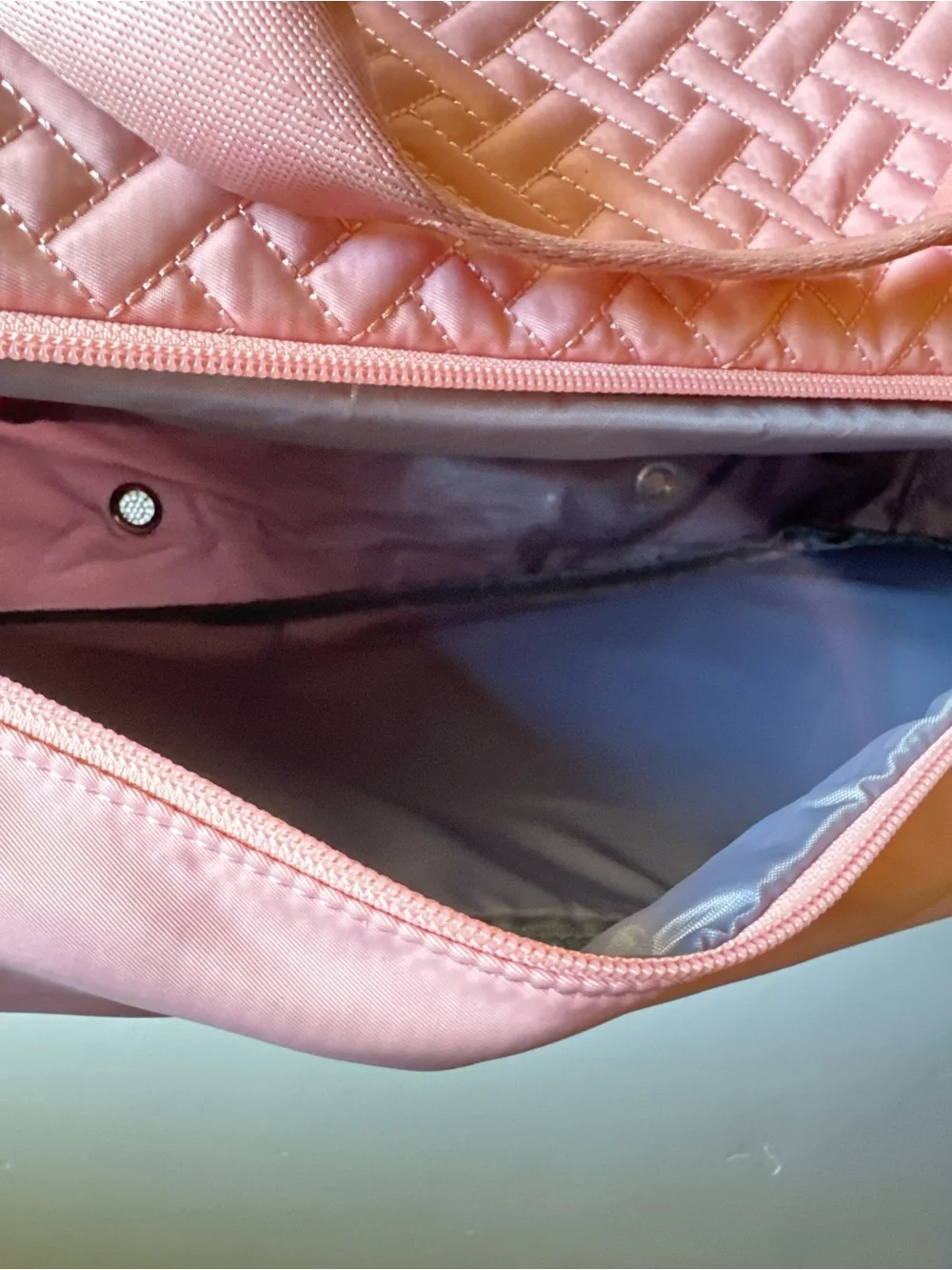 Quilted Pink Baby Diaper Bag Tote with Adjustable Strap